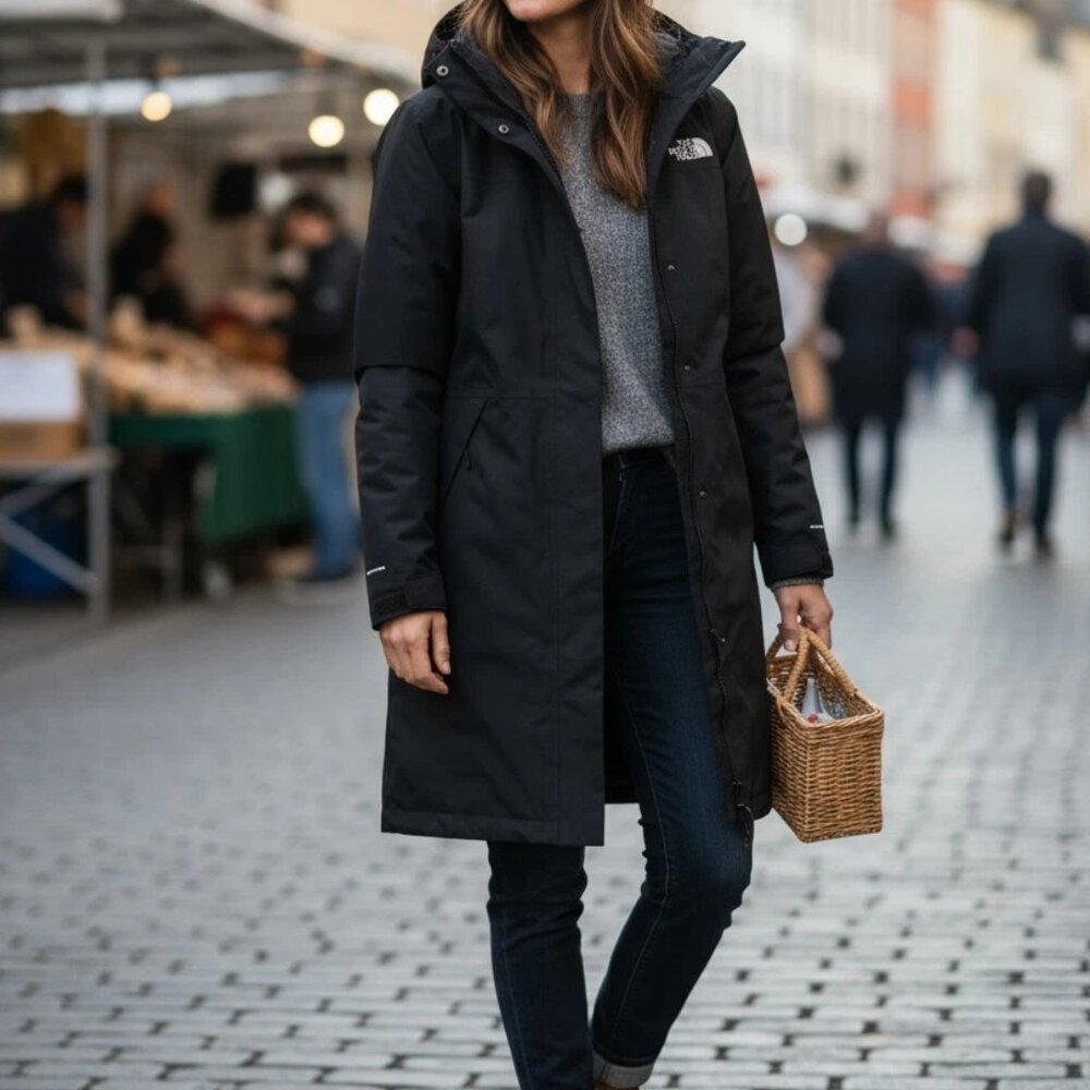 The North Face Suzanne Triclimate 3-in-1 Black Down Insulated Hooded Trench Coat